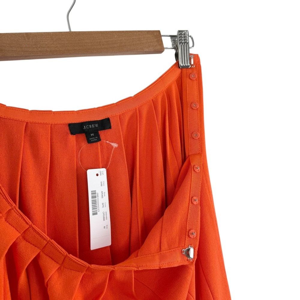 J. Crew Pleated Sweater Skirt Orange Sz M NWT - Picture 5 of 8